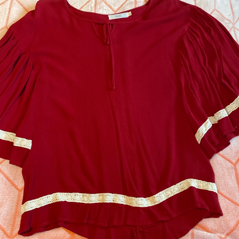 Red boutique blouse